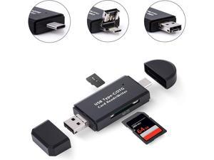 Micro SD Card Reader, 3 in 1 USB-C USB-A Micro USB Camera Memory Card Reader, Trail Camera SD Card Adapter for PC/Laptop/Smart Phone/Tablet, for SD/Micro SD/SDHC/SDXC/MMC/MMC/UHS-I ect
