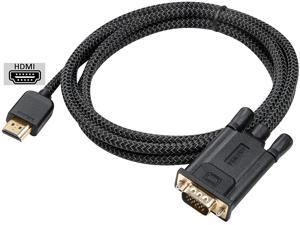 HDMI to VGA Cable 6 Feet Male to Male Braided Cord 1080P60Hz for Monitor Computer Desktop Laptop PC Projector HDTV Game and More