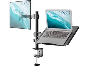 Laptop and Monitor Mount Stand, Single Monitor Desk Mount with Tray for 1 Laptop Notebook up to 17 inch and 1 LCD Monitor Mount up to 27 inch, Weight up to 22lbs (M001LP), Black