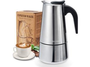 Stovetop Espresso Maker, Moka Pot, Percolator Italian Coffee Maker, 300ml/10oz/6 cup (espresso cup=50ml), Classic Cafe Maker, stainless steel , suitable for induction cookers