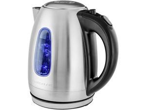 Portable Electric Hot Water Kettle 1.7 Liter Stainless Steel 1100 Watt Power Fast Heating Element Countertop Tea Maker Boiler Heater with Automatic Shut-Off & Boil Dry Protection Silver KS96S