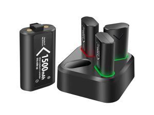 Controller Battery for Xbox Series XS One, 4 x 1500 mAh Controller Charging Station with Batteries Pack Rechargeable Play and Charge Kit Accessories for Xbox One/Xbox One X/Xbox One S/Xbox Series XS
