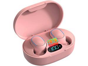 Acuvar Fully Wireless Bluetooth 50 Rechargeable iPX4 Water  Sweat Proof Earbud Headphones w Microphone Touch Controls Smart LCD Charging Case 3D Stereo Bass and Noise Cancelling Pink