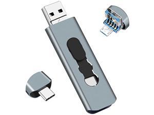 256GB USB 30 Flash Drive 3in1 Photo Stick for Android Phones BorlterClamp OTG Thumb Drive Memory Stick with 3 Ports USB C microUSB USBA for Samsung Galaxy PC and More Silver Grey