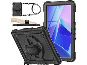 SEYMAC stock Lenovo Tab M10 Plus 3rd Gen TB125F128F 106 Case with Screen Protector DropProof Protection Case with 360deg Rotating Stand Strap Pen Holder for Lenovo Tab Black