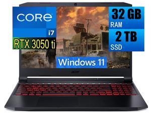 Acer Nitro 5 Gaming Laptop 156 FHD 144Hz Display Intel Core i711800H 8 cores processor NVIDIA GeForce RTX 3050 Ti 4GB GDDR6 32GB DDR4 2TB PCIe SSD WiFi 6 Backlit Keyboard Windows 11