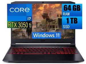 Acer Nitro 5 Gaming Laptop 156 FHD 144Hz Display Intel Core i711800H 8 cores processor NVIDIA GeForce RTX 3050 Ti 4GB GDDR6 64GB DDR4 1TB PCIe SSD WiFi 6 Backlit Keyboard Windows 11