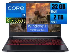 Acer Nitro 5 Gaming Laptop 156 FHD 144Hz Display Intel Core i711800H 8 cores processor NVIDIA GeForce RTX 3050 Ti 4GB GDDR6 32GB DDR4 2TB PCIe SSD WiFi 6 Backlit Keyboard Windows 11 Pro