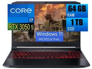 Acer Nitro 5 Gaming Laptop 156 FHD 144Hz Display Intel Core i711800H 8 cores processor NVIDIA GeForce RTX 3050 Ti 4GB GDDR6 64GB DDR4 1TB PCIe SSD WiFi 6 Backlit Keyboard Windows 11 Pro