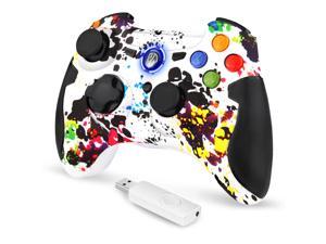 EasySMX 2.4G Wireless Controller for PS3, PC Gamepads with Vibration Fire Button Range up to 10m Support Windows PC, PS3, Android, Vista, TV Box Portable Gaming Joystick Handle (White)