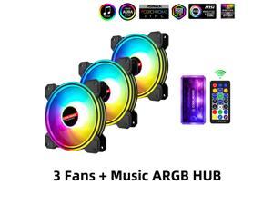 Ray X 3 Pack Computer Case Cooling Fan, RGB Adjustable 120mm Silent + Music IR Remote Control, New Computer Cooler RGB CPU Case Fan, LED Symphony Color Changing Silent Case Fan