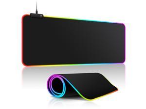 Large RGB Gaming Mouse Pad - LED Mouse Pad with 14 Lighting Modes, Non-Slip Rubber Base, Waterproof Coated Mouse Pad for Gaming, Desktop, PC, Office  31.50"x11.81"