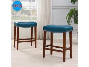 Backless Bar Stools,2-Pcs Set, ,25 Inches Leather Counter Stools ,Modern Leather Dining Chairs for Kitchen Pub,Home Kitchen Breakfast Chairs Blue