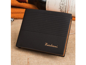 Mens Bifold Leather Credit ID Card Holder Wallet Billfold Purse Clutch Billfold - Black