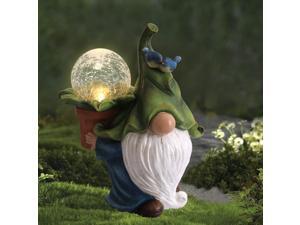 Gnome Garden Statue - Resin Gnomes Garden Decorations with Solar Lights, Dwarfs Garden Night Illuminated Statue for Outdoor Patio Lawn Yard Decor