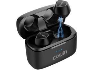 COWIN KY02 True Wireless Earbuds Bluetooth Wireless Headphones with Microphone Bluetooth Earbuds Stereo Calls Extra Bass Touch Control 35H Playtime for Workout (Charging Case Included) - Black