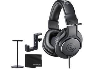 Audio-Technica Ath-M20X Monitor Headphones (Black) + Headphone Hanger + Headphone Stand + Cleaning Cloth - Top Value Bundle