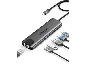 Lemorele USB C Hub 4K 60Hz, 6 in 1 USB C Multiport Adapter W/4K HDMI, 2 USB-A 3.0, Gigabit Ethernet, 100W PD, USB C 3.0 5Gbps Data Port for Macbook Pro/Air M1 2020, Ipad Pro 2021 /Mini 6, Surface Pro