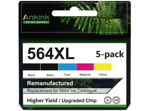 Ankink Compatible Ink Cartridge Replacement for HP 564XL 564 XL Combo Pack 5 Pack Fit for Photosmart 5520 6520 7510 7520 Deskjet 3520 Premium C309A C410A Printer - 2 Black 1 Cyan 1 Magenta 1 Yellow