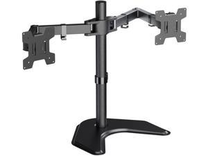 WALI Dual Monitor Stand, Free Standing Desk Mount for 2 Monitors up to 27 Inch, 22 Lbs. Weight Capacity per Arm, Fully Adjustable with Max VESA 100X100Mm (MF002), Black