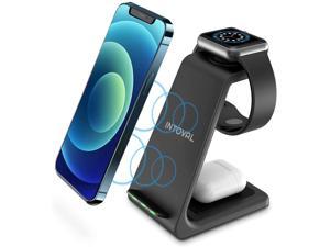 Intoval Wireless Charging Station, 3 in 1 Charger for Apple Iphone/Iwatch/Airpods,Iphone 13,12,11 (Pro, Pro Max)/Xs/Xr/Xs/X/8(Plus),Iwatch 7/6/Se/5/4/3/2,Airpods Pro/3Gen (A3,Black)