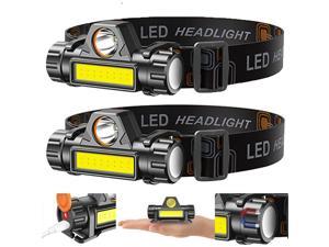2 Pack USB Rechargeable Waterproof LED Headlamp Headlight Head Light Flashlight
