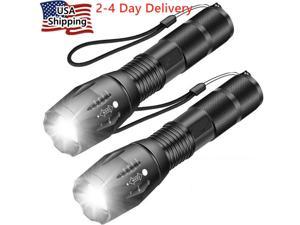 2 Pack Super-Bright 90000LM XML-T6 LED Tactical Flashlight 5 Modes Zoomable