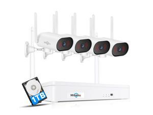 Hiseeu Expandable 8CH,2K 3MP WiFi Security Camera System Outdoor/Indoor,4pcs Pan 180°View Cameras,2-Way Audio,WiFi 8 CH NVR System ,Night Vision,Home WiFi Surveillance Cameras ,1TB Hard Drive
