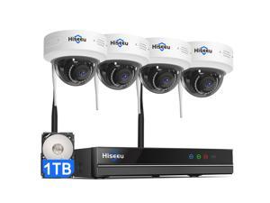Hiseeu 3MP,Two Way Audio  Wireless Security Camera System,1TB Hard Drive,4Pcs 3MP Cameras 8Channel NVR,Mobile&PC Remote,Outdoor IP66 Waterproof,Night Vision,Motion Alert,Plug&Play,7/24/Motion Record