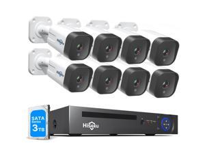 Hiseeu 5MP PoE Security Camera System,8PCS 5MP IP Security Camera for Indoor Outdoor,,Face/Human Detect,2-Way Audio Support,with 3TB Hard Drive,H.265+ Surveillance NVR Kit