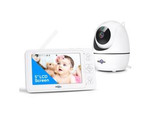 Hiseeu PTZ Wireless Portable Baby Camera Monitor,5" Video Baby Monitor with 1080P Camera,Sound Detect and Audible Alarm,2-Way Talk,Night Vision,24Hrs Standby,900ft Range,No WiFi Required