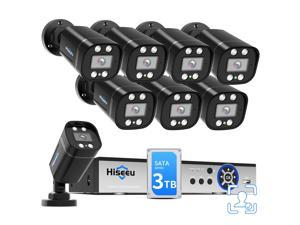 Hiseeu 5MP 8Channel Security Camera System,8Pcs 5MP Super HD Wired Outdoor Cameras with Night Vision, Home Surveillance System, No Monthly Fee, 3TB Hard Drive,Mobile APP Access & Alerts