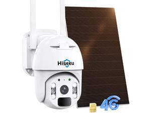Hiseeu 4G LTE Outdoor Solar Powered Cellular Security Camera,Wireless Solar Powered, Pan Tilt, No WiFi, Spotlight, 2K Night Vision,2 Way Talk,PIR Motion Detection