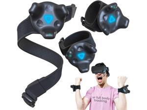 Skywin VR Tracker Belt and Tracker Strap Bundle for HTC Vive System Tracker Pucks - Adjustable Belt and Hand Straps for Waist and Full-Body Tracking in Virtual Reality (1 Belt and 2 Hand Straps)