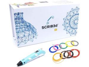 SCRIB3D 3D Printing Pen Bundle - Includes P1 3D Pen with Display, 13 Colors / 45 Meters of PLA & ABS Filament, Stencil Book + Project Guide