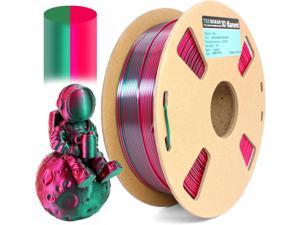 TECSONAR Silk Dual Color PLA Filament Coextrusion Filament Multicolor 3D Printer Filament 1kg Dichromatic Filament 1.75mm (± 0.03 mm) Compatible w/ Most of 3D Printer, Silk Purple Red Dark Green