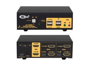 2 Port Dual Monitor KVM Switch HDMI 4K@60Hz YUV 4:4:4 with Audio Outputs and USB 2.0 HUB CKL-922HUA-2