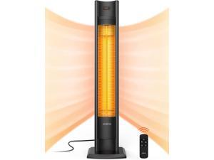 Oraimo Patio Heater, Outdoor Heater with Remote, 1500/750W ETL, IP55- Certificatied Quiet Electric Infrared Heater with Triple Protection portable for Bedroom, Living Room, Balcony and Garage Use