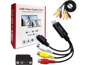 lalamax VHS to Digital Converter, USB A 2.0 Audio Video Capture Card,RCA to USB Converter Adapter Support Mac OS/Windows/Andriod Apply for VHS/VCR/DVD/SetTox Box/DV/Camcorder etc.
