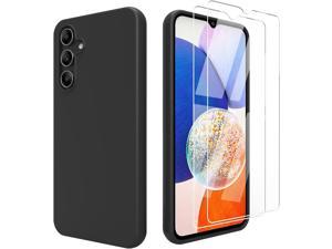 Weycolor Galaxy A14 5G Phone Case for Samsung Galaxy A14 5G Case  Tempered Glass Screen Protector 2 Pack  Silicone Slim Soft Fit Drop Protection Case Black