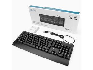 Computer Office Keyboard Wired USB 104 Keys Full Size White Backlit PC Mac