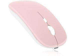 24GHz  Bluetooth Mouse Rechargeable Wireless Mouse for Xiaomi Redmi K50 Gaming Bluetooth Wireless Mouse for Laptop  PC  Mac  iPad pro  Computer  Tablet  Android  Pure White Pink