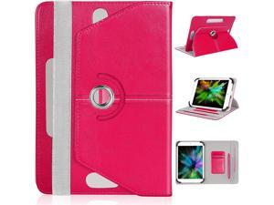 UrbanX 78 Inch Universal Tablet Case Protective Cover Folio for BLU M8L Plus 7 8 Inch 360 Degree Rotatable Kickstand Multiple Viewing Angles Credit Card Holder  Pink