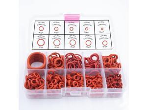 WELLHOME Silicone O-Ring - Resist Oil and Heat Round O-Rings Rubber Assortment Set for Auto, Plumbing and Faucet, 10 Different Sizes Total 351 Pcs