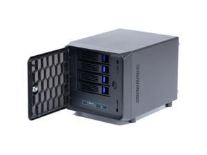 KCMconmey 4 + 1 Bay NAS Case, 4 x 2.5/3.5 Tray + 1 x 2.5 Internal Bay. Compatible ITX MB Flex PSU. with Front USB 3.0 8cm Chassis Fan Hot Swap Backplane. Network Attached Storage Enclosure.