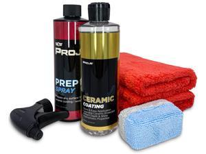 Proje Ceramic Coating Deluxe Car Care Starter Kit
Includes: 16 Oz Prep Spray, (1) 16 Oz Ceramic Coating, (2) 16x16" Red Plush Microfiber Towels, (1) Small Applicator