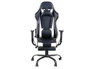 QXDRAGON Big and Tall Massage Memory Foam Gaming Chair - Adjustable Tilt, Back Angle and Flip-Up Arms, High-Back Leather Racing Executive Computer Desk Office Chair, Metal Base, White