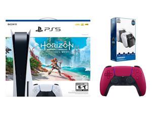 Sony PlayStation 5 Disc Edition Horizon Forbidden West Bundle with Extra Controller and Charging Dock  Cosmic Red