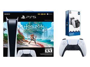 Sony PlayStation 5 Digital Edition Horizon Forbidden West Bundle with Extra Controller and Charging Dock  Glacier White