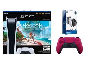 Sony PlayStation 5 Digital Edition Horizon Forbidden West Bundle with Extra Controller and Charging Dock  Cosmic Red